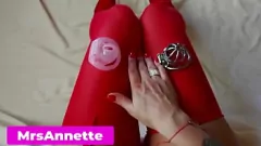 Play Mistress Parades New Chastity Cells to Her Slave: A Long-Term Confinement